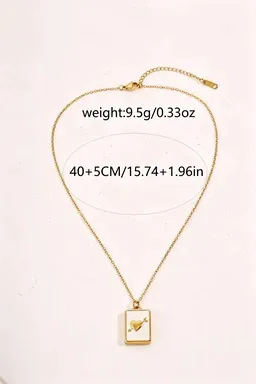 Wholesale Classic Style Square Necklace For Women In 304 Stainless Steel With 18K Real Gold Plated Handmade Chain, Perfect For Independence Day