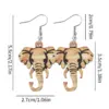 Wholesale 1 Pair Retro Western Style Elephant Wood Drop Earrings