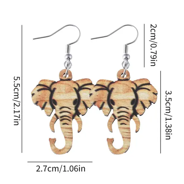 Wholesale 1 Pair Retro Western Style Elephant Wood Drop Earrings