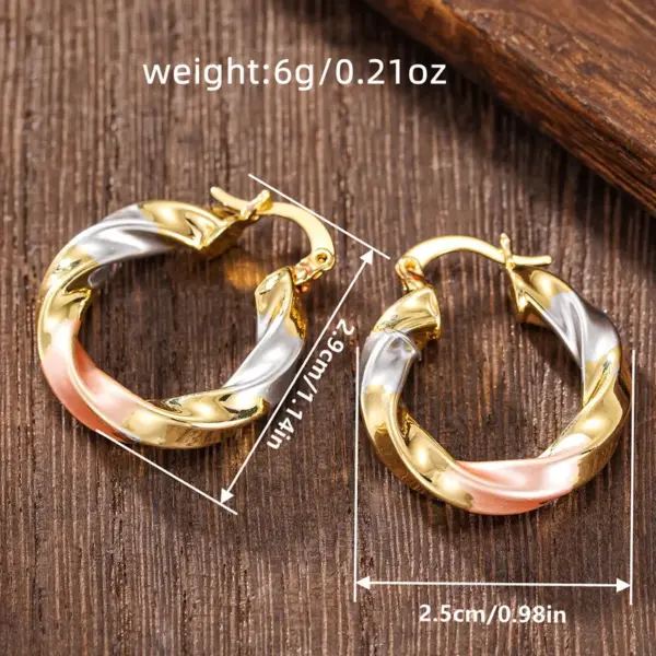 Wholesale Three-dimensional Geometric Earrings For Women In Copper With KC Golden Water Plating And 0.03µm Thickness