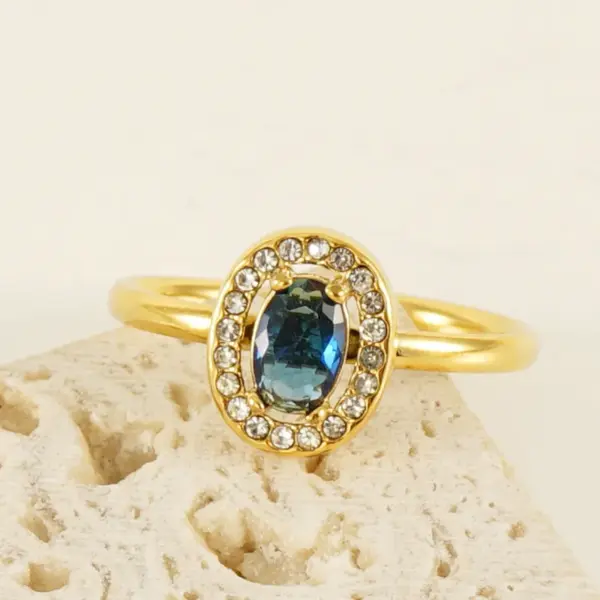 Wholesale PVD Coated 18K Gold Plated Square Water Droplets Heart Shape Stainless Steel Shiny Waterproof Non Tarnish Open Ring