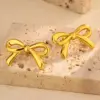 Wholesale 1 Pair Vintage Style Classic Style C Shape Heart Shape Bow Knot Plating 304 Stainless Steel Ear Studs