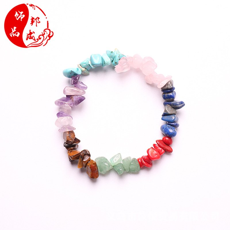 Wholesale Factory Direct Sales Natural Crystal Gravel Elastic Bracelet Colorful Gravel Bracelet Cross-Border Hot Sale