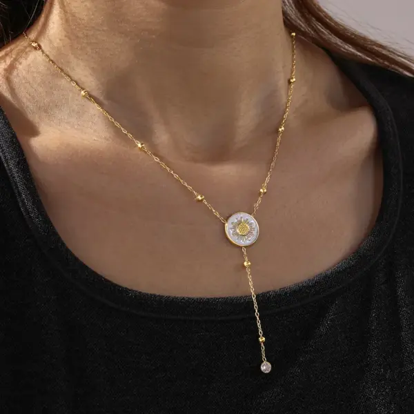 Wholesale Sun Independence Day Jewelry Set For Unisex Featuring 304 Stainless Steel With 18K Real Gold Plated Ball Chain