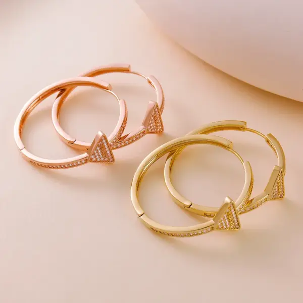 Wholesale 1 Pair Elegant Romantic Triangle Inlay Copper Zircon Earrings