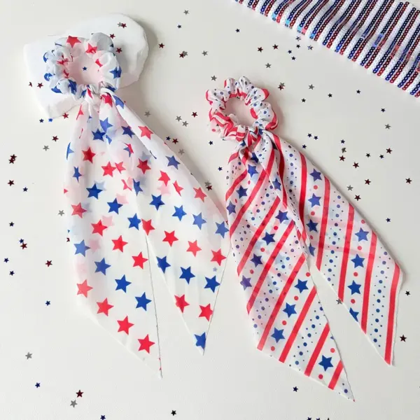 Wholesale American Flag Hair Tie For Women In Chiffon, Perfect For Independence Day And Spring And Summer