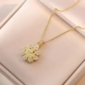 X0360 Sunflower Rotating Necklace