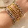 Wholesale Minimalist Leaf Arrangement Titanium Steel Vacuum Plated Handmade Bracelet