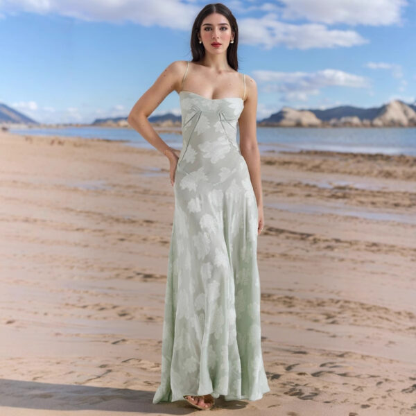 Wholesale Style Fashion Sexy Perspective Seaside Vacation Slim-fit Slip Dress Floral dress