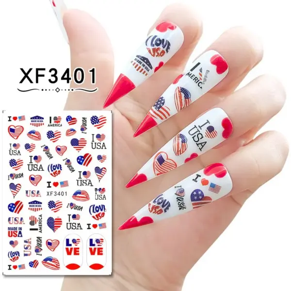 oly-fe45660ea4e81e150b68affec83d5f48 Wholesale Independence Day Series American Flag Manicure Stickers Nail Stickers 8 Set Manicure Accessories