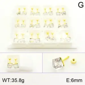 Gold / 6mm Cubic White Diamond / 12 Pairs/Box