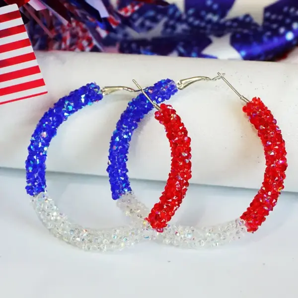 oly-fe525add437f36ddbaacab6aaab82532 Wholesale Simple Color Block American Patriotism Diamond Stud Earrings Independence Day Trendy Geometric Pattern Artificial Crystal Hoops