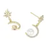 Wholesale Moon Stud Earrings For Women With 925 Sterling Silver Posts, Copper Base, 14K Gold Plated Finish, Zircon Inlay