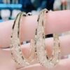 Wholesale Geometric metal mesh crystal circle earrings elegant high sense niche design light luxury earrings