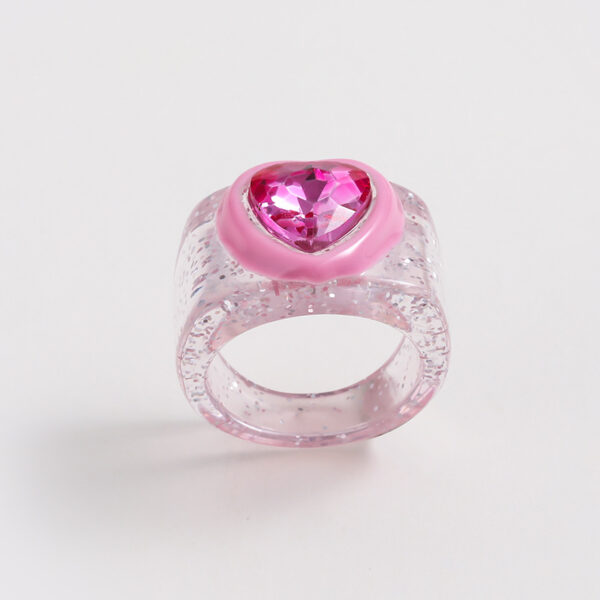 oly-fe6b21ff5433e0fb7fb058d7e8f5d850 Wholesale Kenjie autumn and winter Valentine's Day resin love Peach Bottom oil point diamond ring female fashion ring
