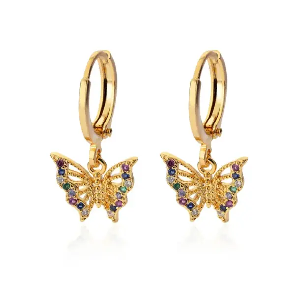 Wholesale 304 Stainless Steel Copper Cross Butterfly PVD Coated Real Gold Plated IG Style Classic Style Waterproof Non Tarnish Plating Drop Earrings Earrings Ear Studs