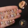 Wholesale 316L Stainless Steel Copper Zircon Ear Cartilage Rings & Studs Animal Waterproof Non Tarnish Surgical Steel Women'S
