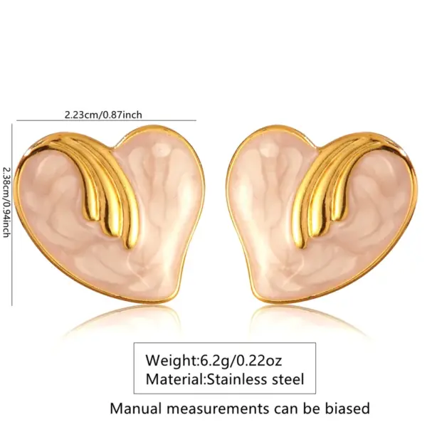 Wholesale 304 Stainless Steel Plastic Heart Shape Plated Imitation Gold IG Style Cute Exaggerated Enamel Gold Ear Studs