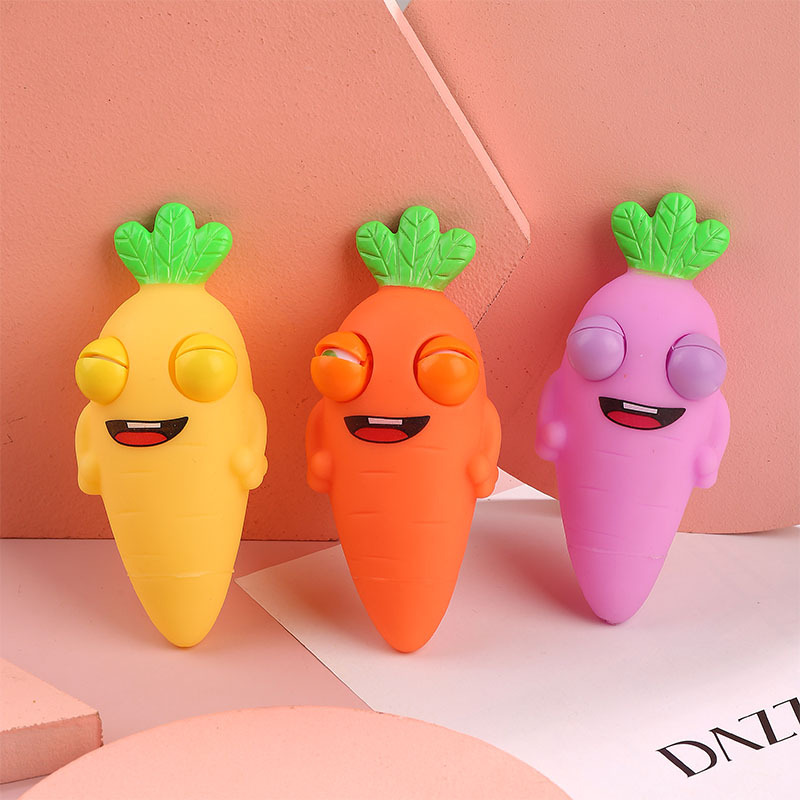 Wholesale Creative explosions squinting carrot decompression pinch music squeeze eye trick decompression vent fruit toys