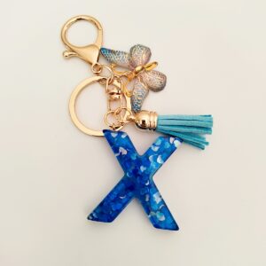 Blue letter keychain pendant/X