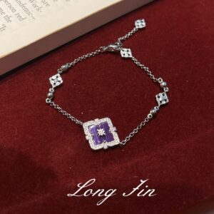 Sl201 white gold amethyst single flower bracelet