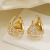 Wholesale New Vintage Design Women's Earrings Copper Plated Zirconium Stone Fashionable Versatile Geometric Pattern Daily Wear Jewelry