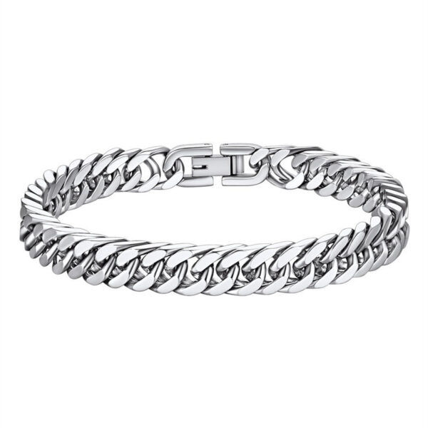 Wholesale Titanium Steel Four-sided Milled Double-woven Bracelet Hip-hop Trendy All-match Men's and Women's Simple Cuban Bracelet Jewelry Buckle Bracelet