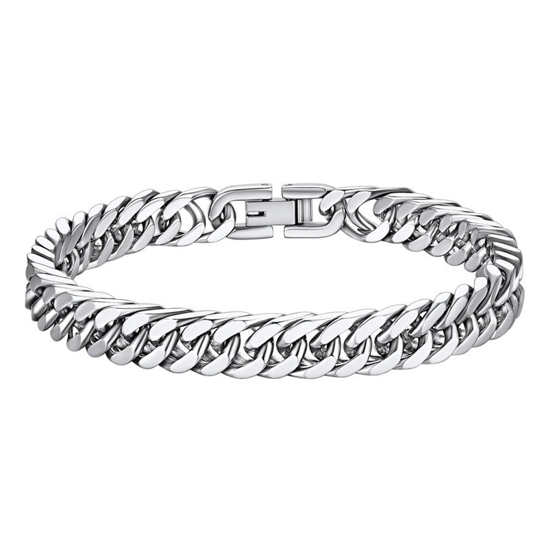 Wholesale Titanium Steel Four-sided Milled Double-woven Bracelet Hip-hop Trendy All-match Men's and Women's Simple Cuban Bracelet Jewelry Buckle Brace