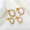 Wholesale Geometric Stainless Steel Hoop Earrings Crystal Inlaid Oil Drop Egg Shape Rings Jewelry Accessories For Women