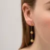 Wholesale 304 Stainless Steel Ball PVD Coated 18K Gold Plated Elegant Plating Gold Drop Earrings