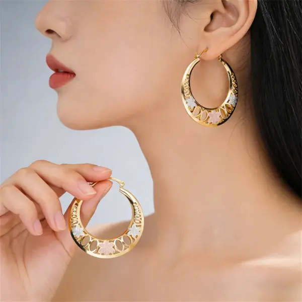 Wholesale Three-dimensional Flowers Earrings For Women In Copper With KC Golden Water Plating And 0.03µm Thickness
