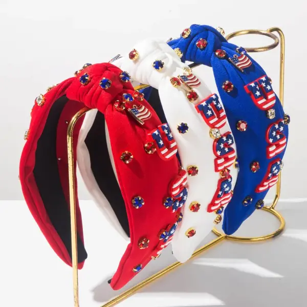 oly-fecf2a1cd3e4c3d6a82de647a383d485 Wholesale Vintage Style Jewelry Headband For Women In Cloth Material With Rhinestone Embellishments, Perfect For American National Day