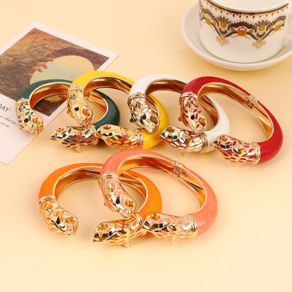 oly-fecfc75b852eff747cbd670e0c9d3f8d Wholesale Leopard Cloisonné Bracelet Enamel Oil Dripping Bracelet Women's Bracelet Ethnic Style Jewelry Gift Bracelet