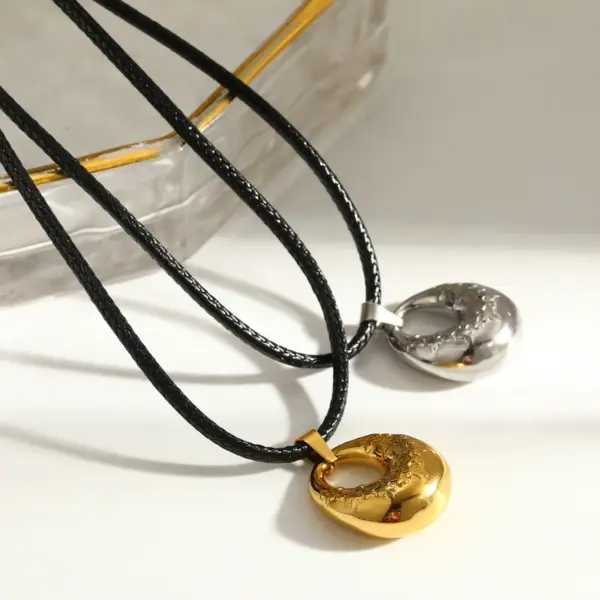 Wholesale Geometric Necklace For Women In 304 Stainless Steel With 18K Real Gold Plated Coating 0.03µm, Cord String, Independence Day Style