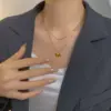 Wholesale PVD Coated Real Gold Plated 18K Gold Heart Shape 304 Stainless Steel IG Style Waterproof Non Tarnish 304 Stainless Steel Layered Necklaces
