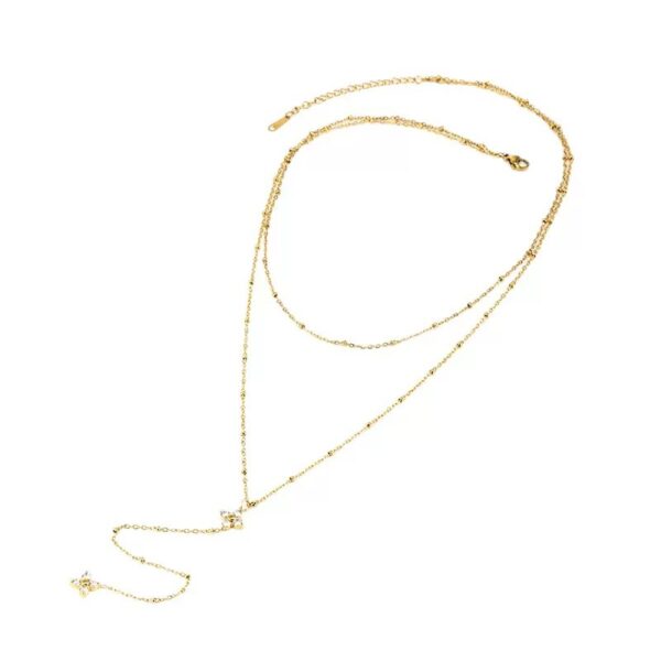 Wholesale Titanium steel four-leaf clover necklace, fresh clavicle chain, earrings and bracelet set