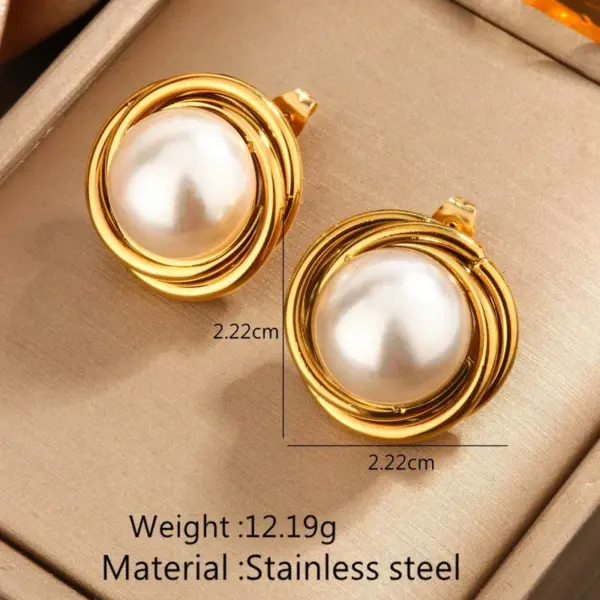 Wholesale 304 Stainless Steel Plastic Round Heart Shape PVD Coated Plastic 18K Gold Plated Elegant Baroque Style Waterproof Non Tarnish Plating Inlay Gold Drop Earrings Ear Studs