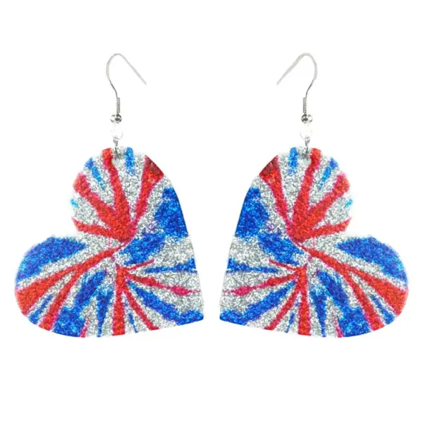 oly-fee7a71ff9f623fe5b1f9bc141756032 Wholesale Shiny Independent Day Earrings Dyed Patriot Hearts Star American Geometric Pattern Leather Ear Rings For Women Trendy Style