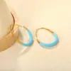 Wholesale Geometric Stainless Steel Hoop Earrings Crystal Inlaid Oil Drop Egg Shape Rings Jewelry Accessories For Women