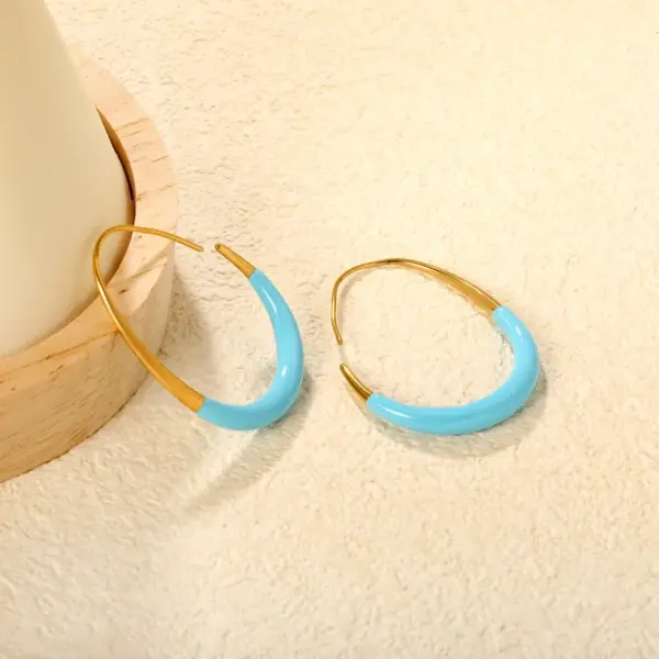 Wholesale Geometric Stainless Steel Hoop Earrings Crystal Inlaid Oil Drop Egg Shape Rings Jewelry Accessories For Women