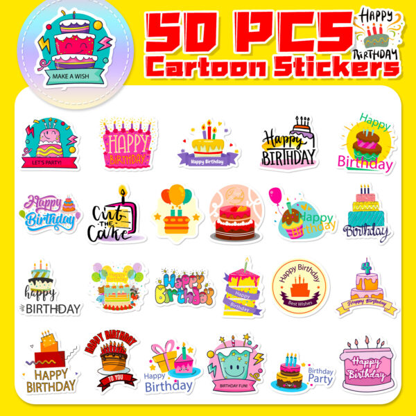 oly-fef107368988560ea26543ba716ff7b1 Wholesale 50 birthday cake stickers birthday wishes graffiti stickers DIY happy birthday stickers