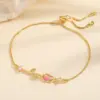 Wholesale Jewelry Fairy Style Flower Copper Cat's Eye Stone Plating Inlay Bracelets