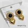 Wholesale Earrings Studs Cat's Eye Stone Heart Cast Earrings Titanium Steel Earrings For Banquet Fashion Show