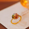 Wholesale 925 sterling silver copper alloy earring post, colored zircon daisy stud earrings, rainbow flower earrings
