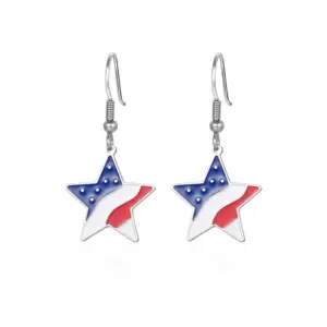 Wholesale Handmade Simple Style Pentagram Ear Hook For Women In 18K Real Gold Plated With 316 Stainless Steel Ear Pin