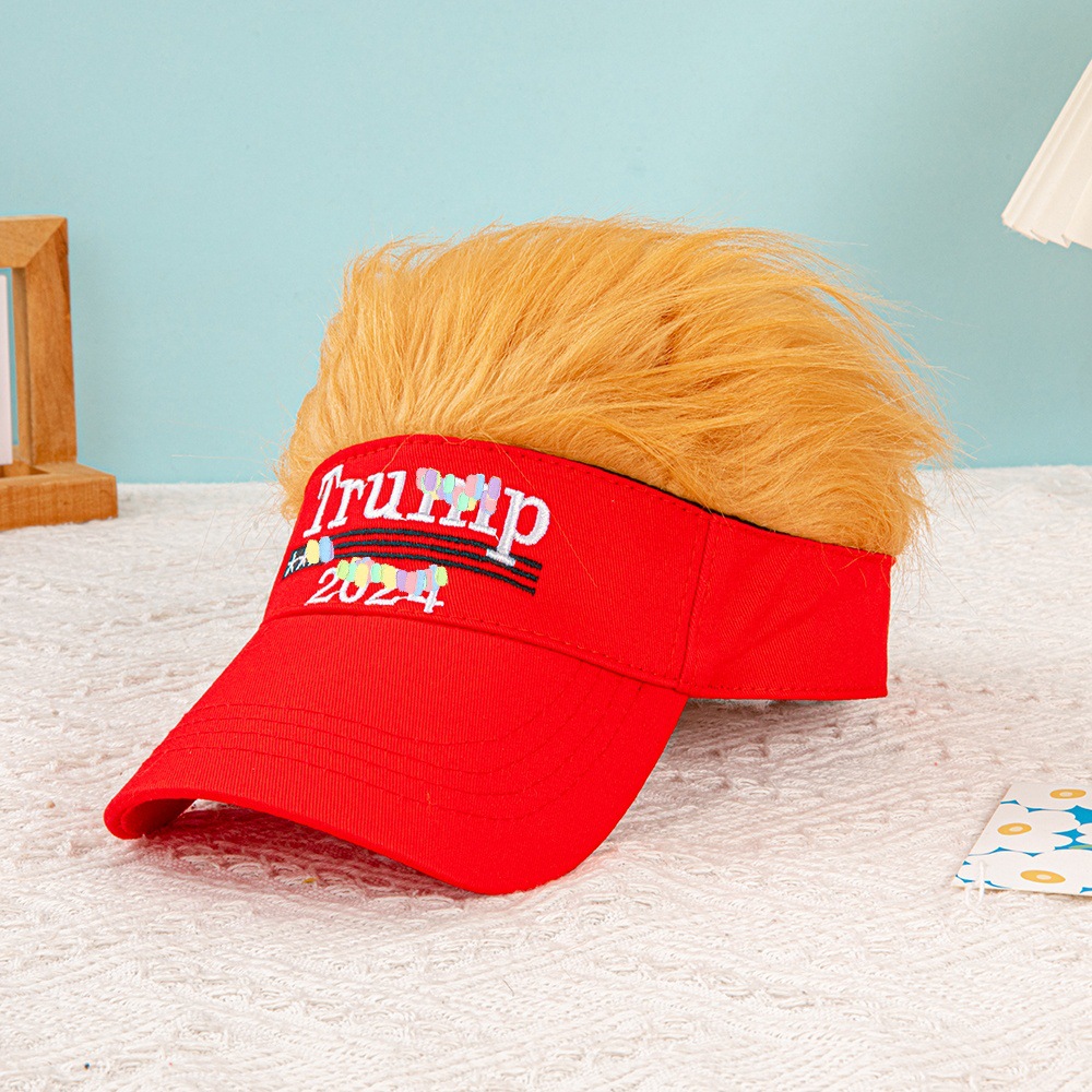 Wholesale 2024 American Yellow Hair Wig Cap Baseball Cap Cross-Border Funny Hip-Hop Hat