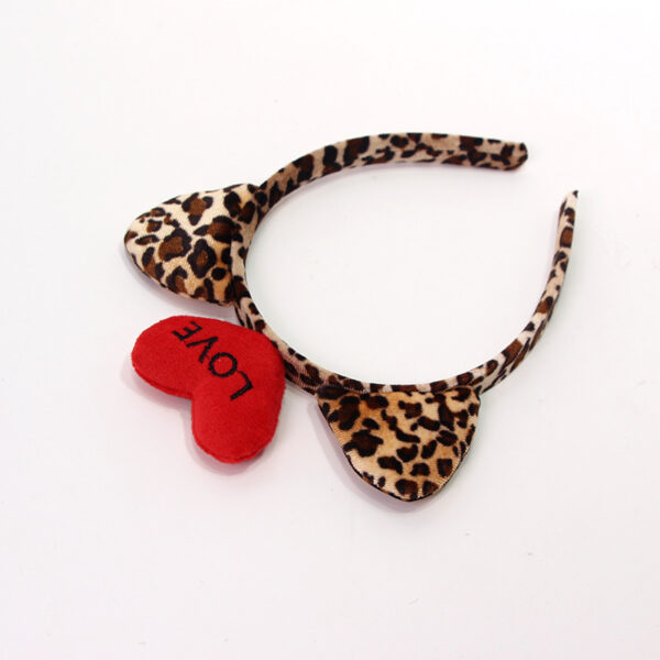 Wholesale LOVE Love Hair Hoop Leopard Cat Ear Headband Valentine's Day Sexy Headband Wash Hair Card Party Hair Accessories