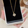 Wholesale Titanium steel zircon-set four-leaf zircon necklace pendant clavicle chain