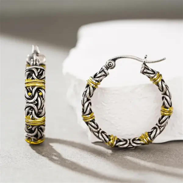 Wholesale Three-dimensional Geometric Earrings For Women In Copper With KC Golden Water Plating And 0.03µm Thickness