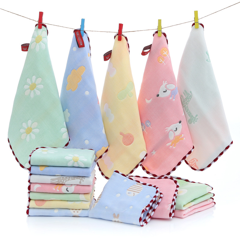 Wholesale Six-Layer Gauze Saliva Towel Baby Pure Cotton Small Towel Kindergarten Hand Towel Baby Saliva Towel